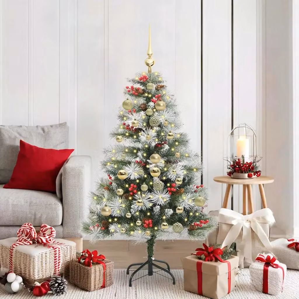 Albero di Natale artificiale DESIGN IN Verde e Bianco con luci LED, Altezza: 150 cm – 2