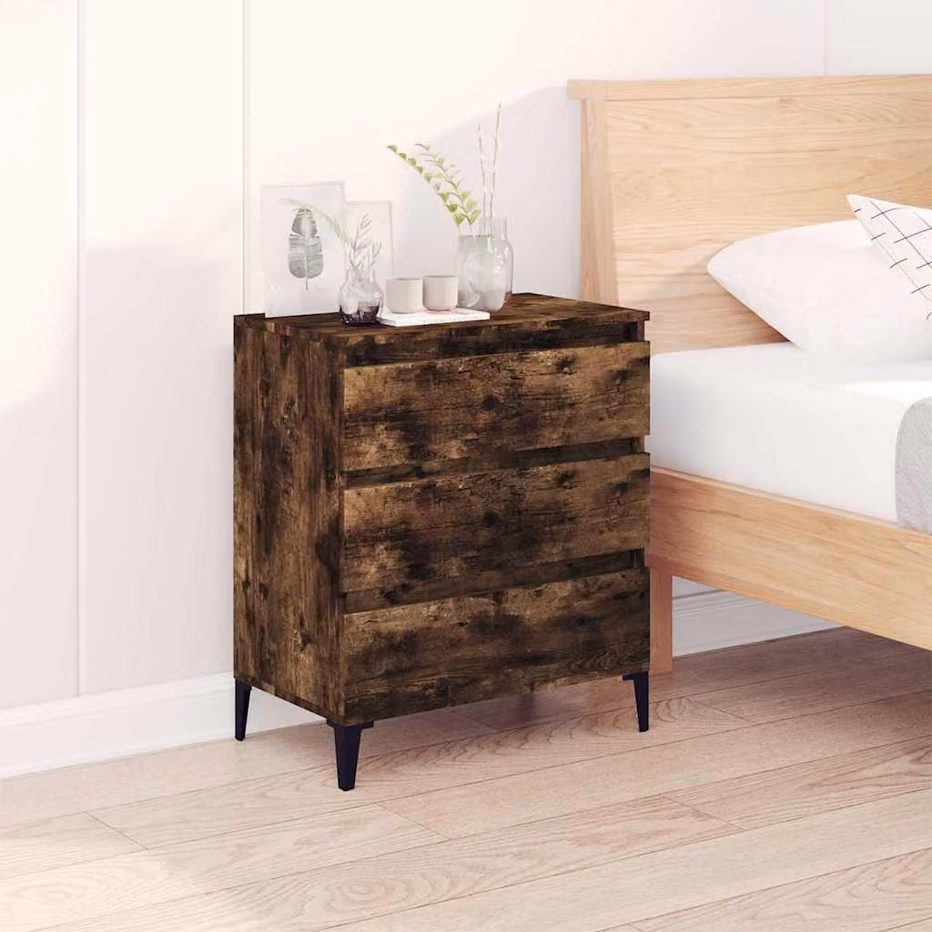 Credenza vidaXL in legno multistrato Rovere Fumo, design minimalista, L: 60 cm, P: 35 cm, H: 70 cm