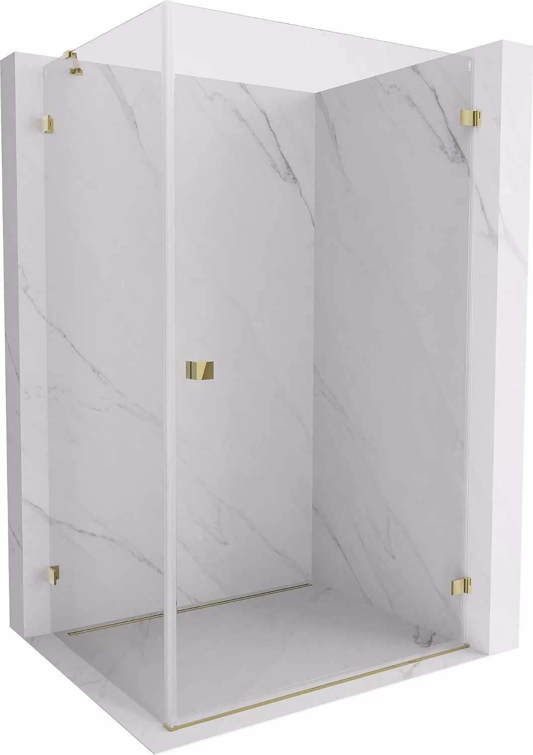 Mexen Lunar-B cabina doccia battente destra 85 x 80 cm, trasparente, oro - 832-085-080-50-00-P