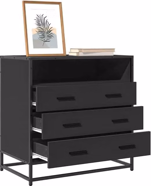 Cassettiera nera in stile industrial vidaXL in metallo e MDF L: 70 cm, P: 41 cm, H: 70 cm – 1