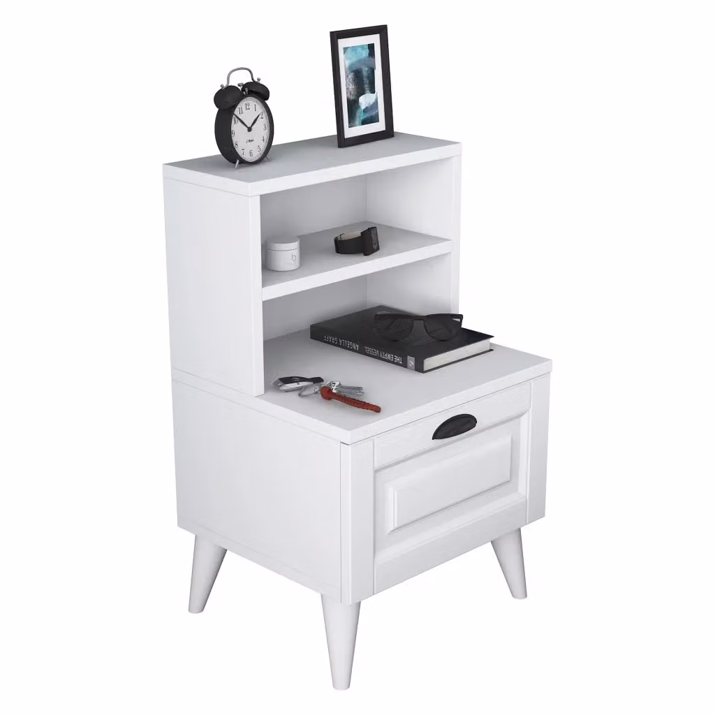 Comodino con un ripiano DMORA Bianco L: 45 cm, P: 40 cm, H: 74 cm – 2