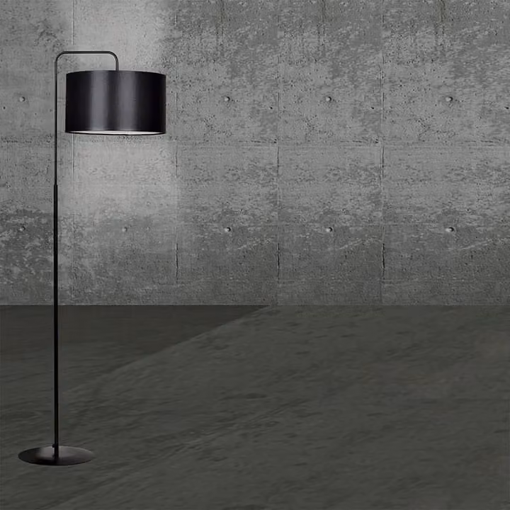 Lampada da terra Emibig Trapo nera con paralume in tessuto e struttura in metallo, attacco E27, H150 cm – 2