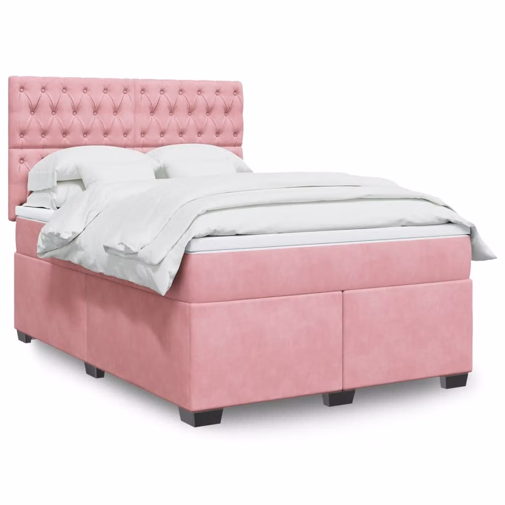 Maison Exclusive - Giroletto a Molle con Materasso Rosa 140x200 cm in Velluto