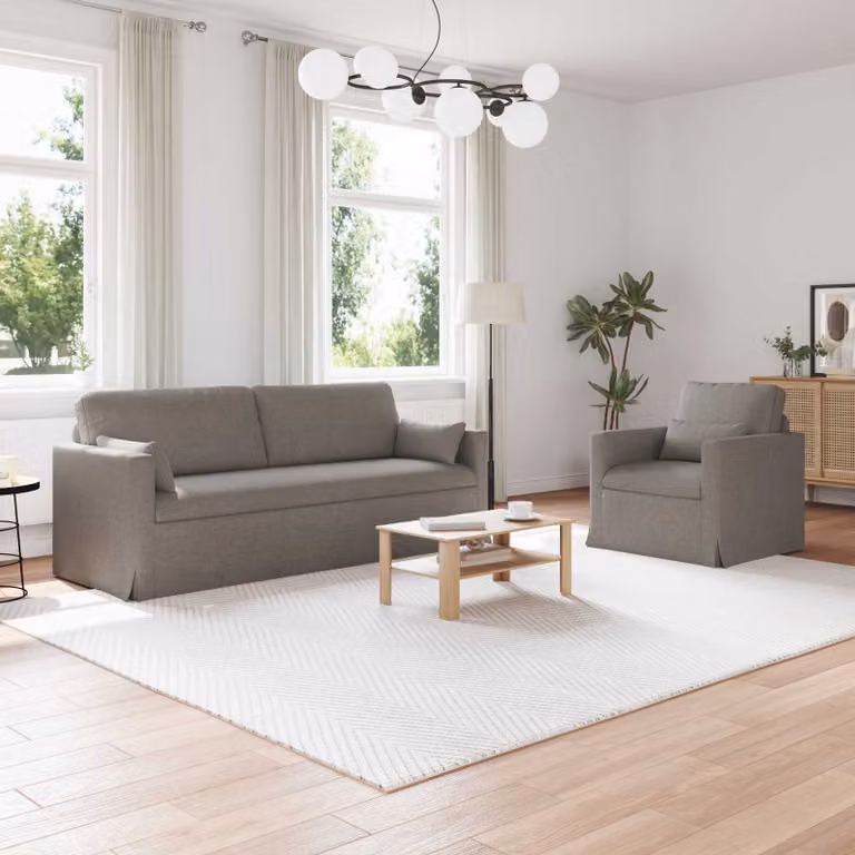 Set di 2 divani angolari a L vidaXL Talpa in tessuto con coperture rimovibili, L/P/H: 198 x 78 x 80 cm
