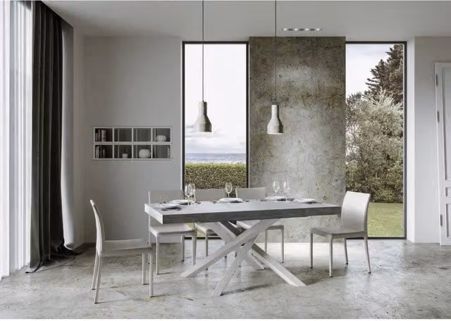 Tavolo allungabile Itamoby Volantis Premium con piano in composito e telaio a X, colore grigio, L: 180-284 cm, P: 90 cm