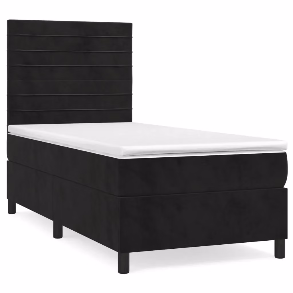 Letto Ibrido vidaXL con Struttura Imbottita in Velluto Nero e Bianco L/P/H: 200 x 80 x 128 cm – 2