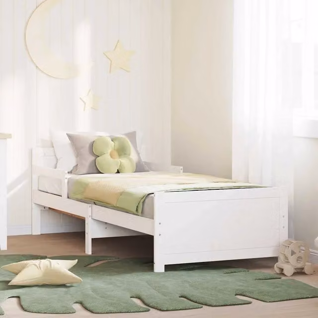 Struttura letto moderno vidaXL in legno di pino e MDF bianco L 80 x P 200 cm