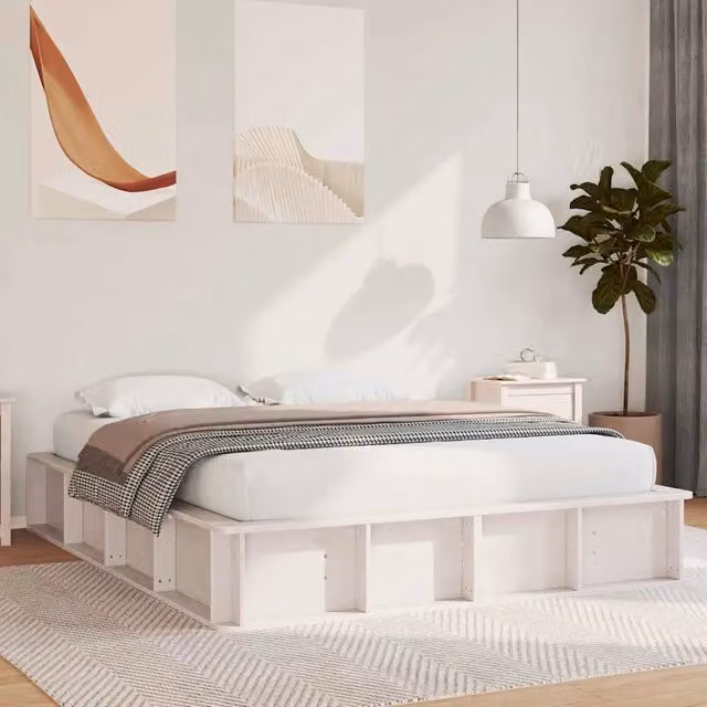 Struttura del letto Bianco 160 x 200 cm Pino massello 3385710