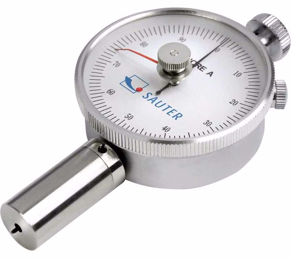 Durometro Shore-A, scala 0–100 HA, analogico, con indicatore a slitta, 115 mm