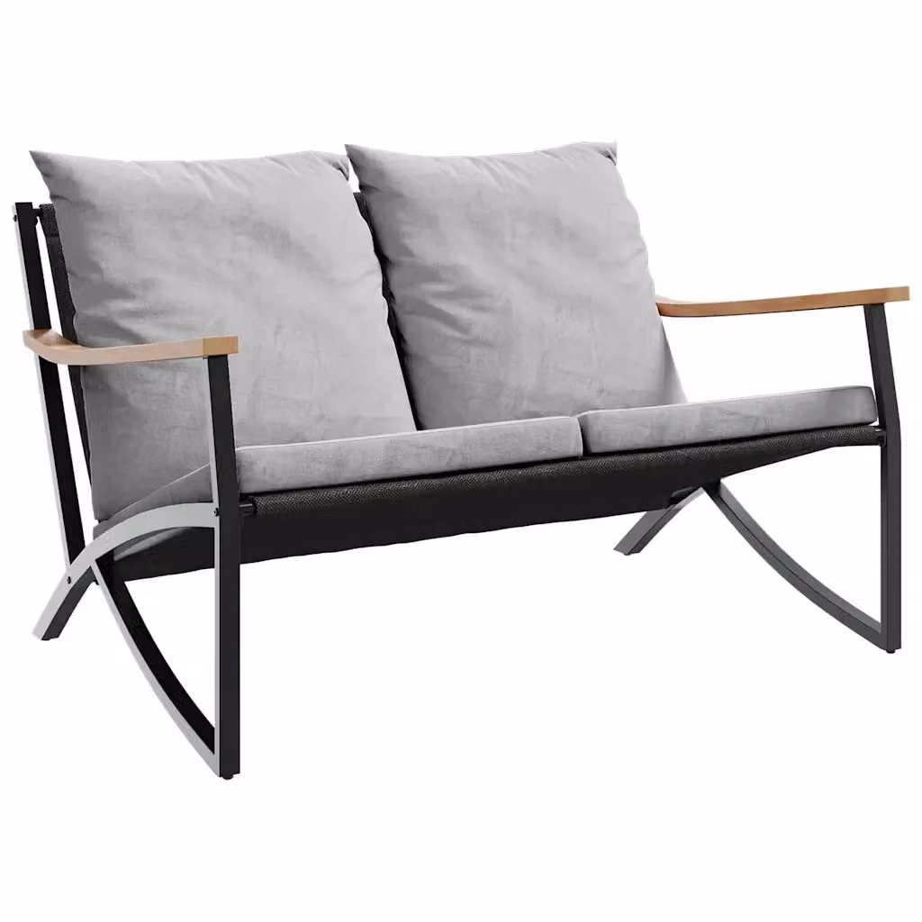 Panchina da giardino moderna vidaXL con braccioli in metallo e tessuto, colore antracite/nero, L: 120 cm – 2