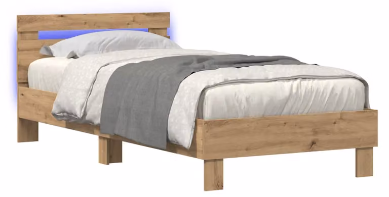 Letto con LED Rovere Artigianale 80 x 200 cm