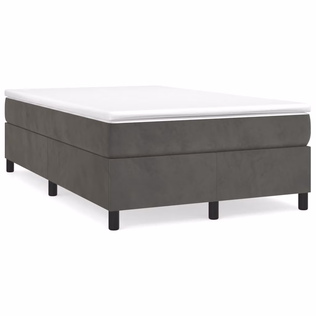 vidaXL Letto Ibrido con Materasso in Velluto Grigio e Bianco L/P/H: 120 x 200 cm – 1
