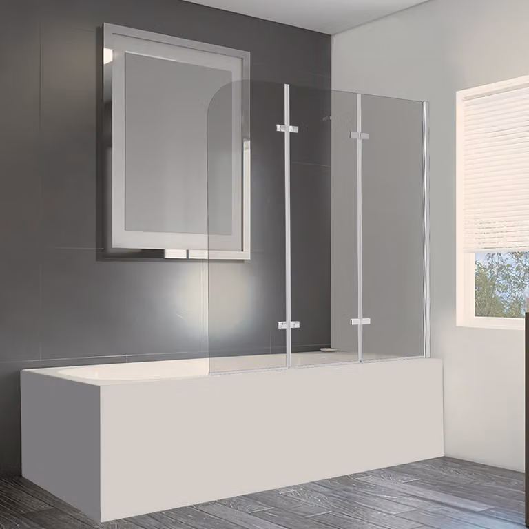 Jopassy schermo pieghevole vasca da bagno attacco doccia schermo 180° ESG NANO Easy Clean vetro 3 pezzi pieghevole 120*140CM argento