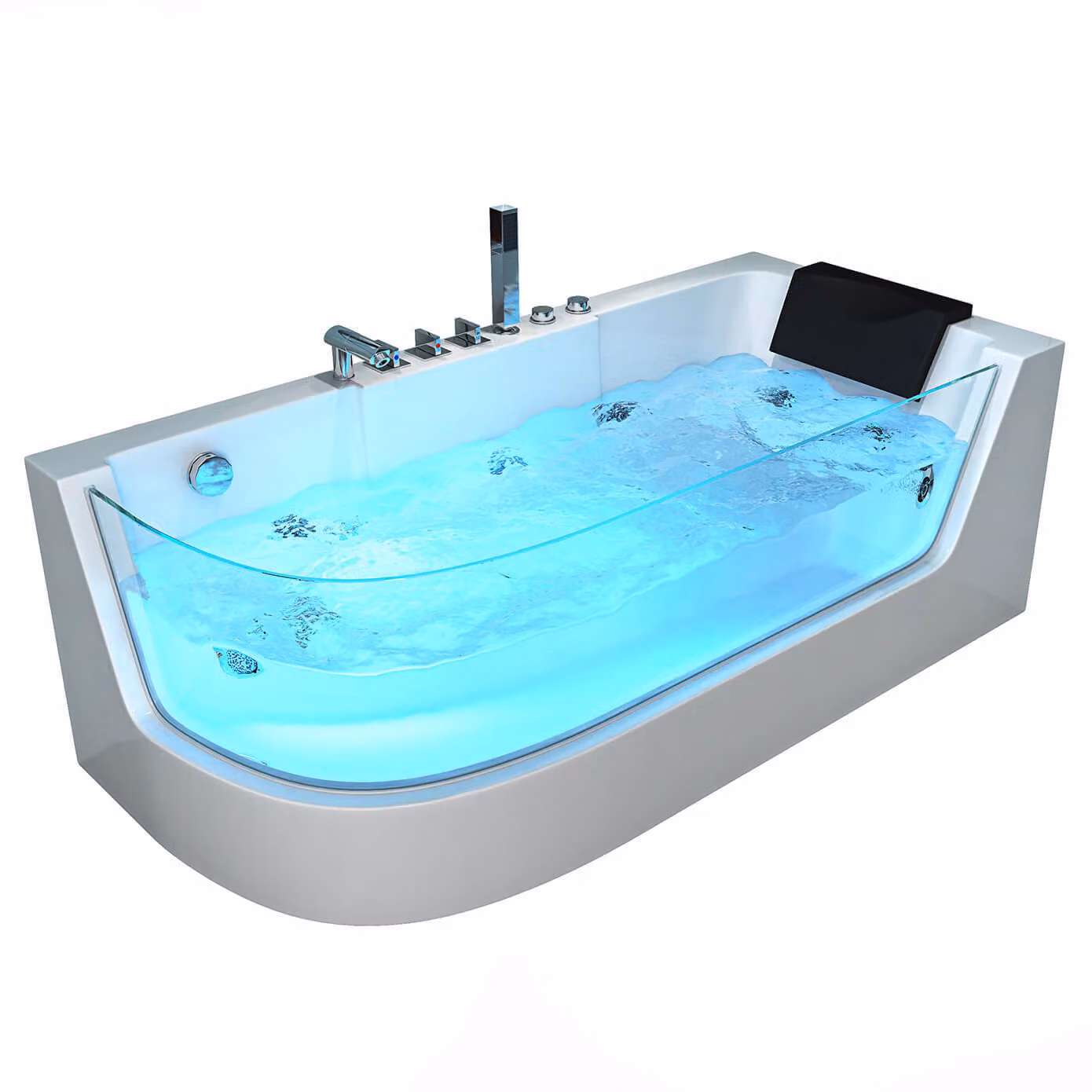 Home Deluxe - Vasca idromassaggio - CARICA Left white con riscaldamento e massaggio - Dimensioni: 170 x 80 x 59 cm I Vasca d'angolo, vasca da interno