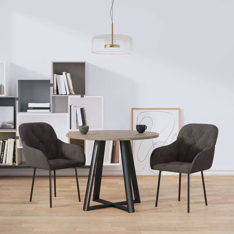 Set di 2 sedie da pranzo vidaXL in velluto grigio con struttura in legno e metallo per soggiorno e cucina