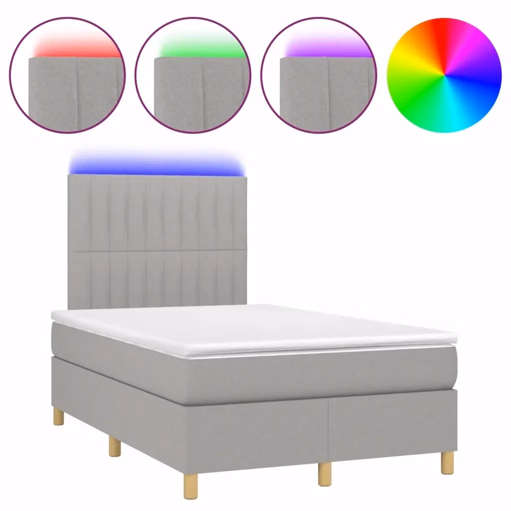 Letto Ibrido con Materasso e Illuminazione LED vidaXL, Grigio Chiaro, L/P/H: 120 x 200 x 203 cm – 2