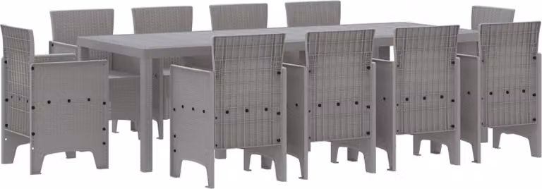 Set da Pranzo per Giardino 11 pcs Grigio chiaro Polipropilene
