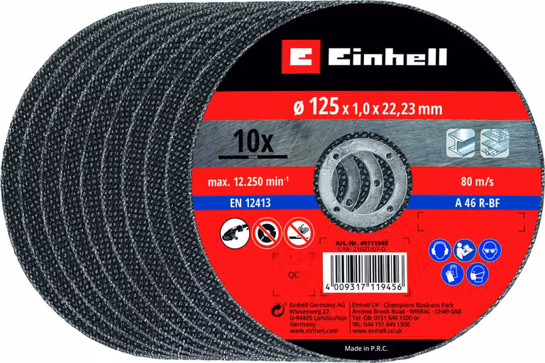 Einhell 10 dischi da taglio sottili 125x1,0 Accessori per smerigliatrici angolari