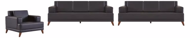 Sofagarnituren 3-Sitzer Sofas Sessel Schwarz Ledersofas Modern Leder Holz
