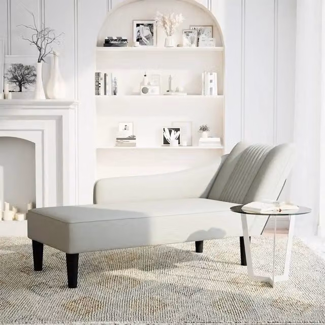 Sdraio con Bracciolo Destro in Velluto Grigio Chiaro CFW5521051 L/P/H: 140 x 126 x 56 cm