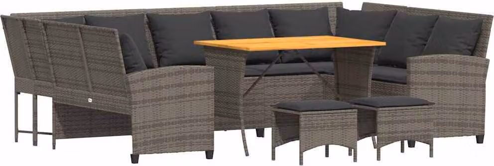 Set Divani da Giardino 4 pz con Cuscini in Polyrattan Grigio