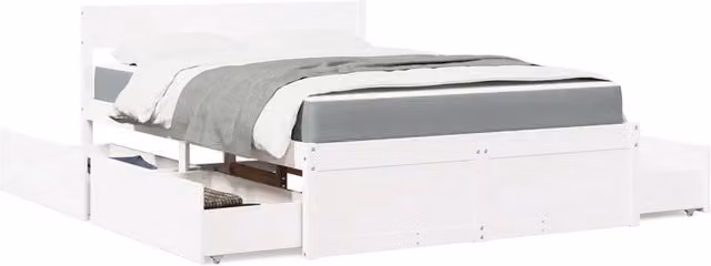 Letto con cassetti e materasso vidaXL in legno massello di pino bianco e grigio L/P/H: 140 x 190 x 145,5 cm