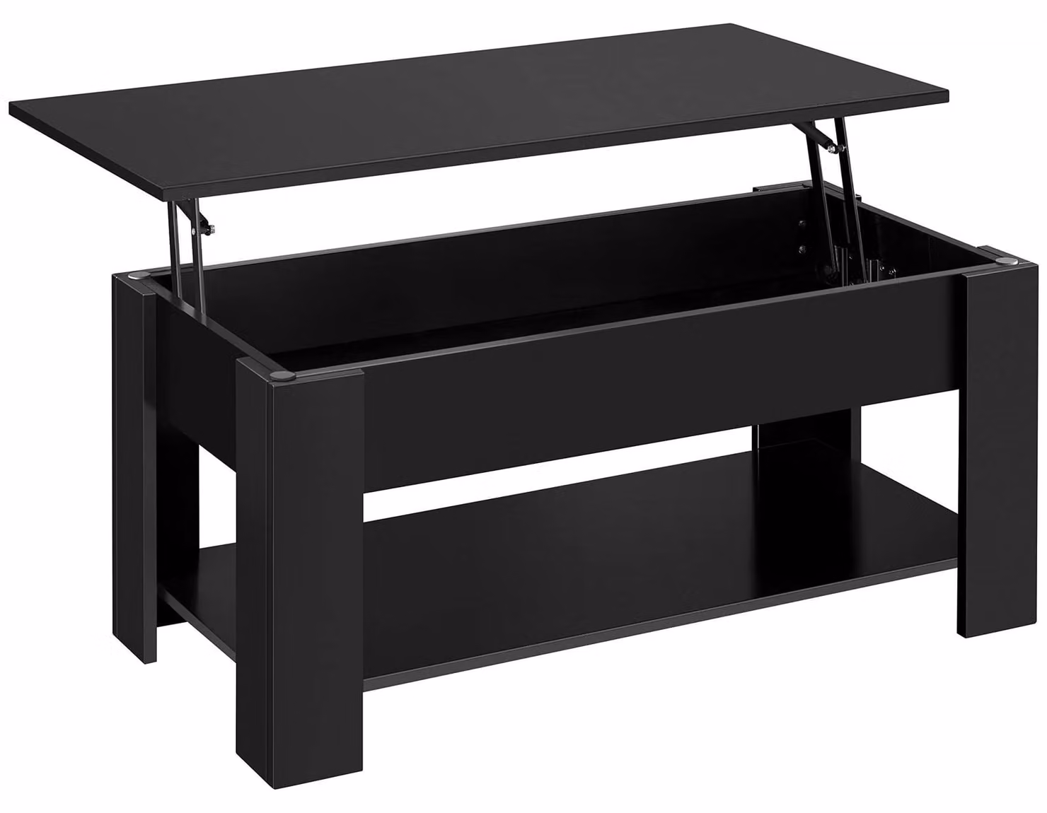 Tavolino da salotto regolabile Piano inclinabile - Vano portaoggetti - Nero - Piano in MDF con meccanismo metallico