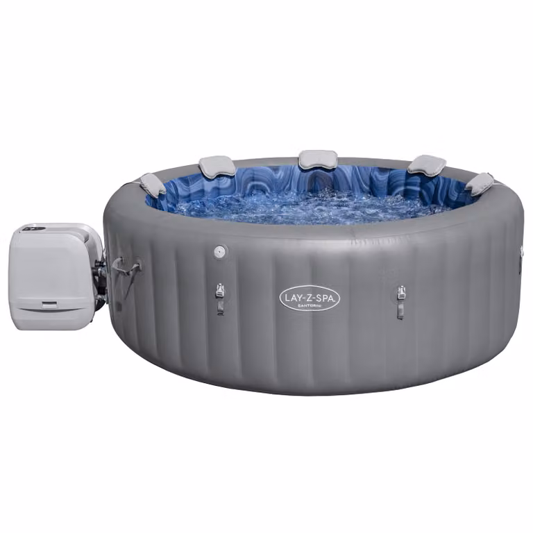 Bestway® LAY-Z-SPA® idromassaggio Santorini Hydrojet Pro™ a risparmio energetico con controllo app, per 7 persone Ø 216 x 80 cm, grafite