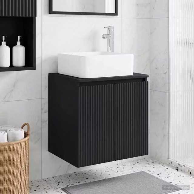 Mobile Lavabo da Parete Nero 49,5 x 41 x 63 cm 890403