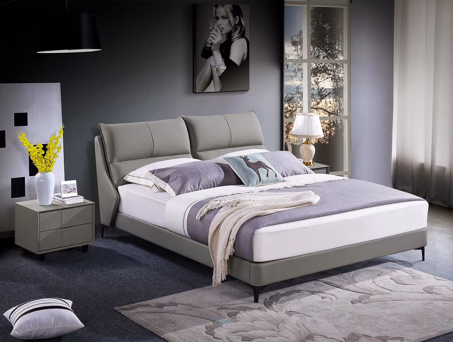 Polsterbett Betten Bett Polster Designer Hotel Doppel Luxus Möbel 180x200cm