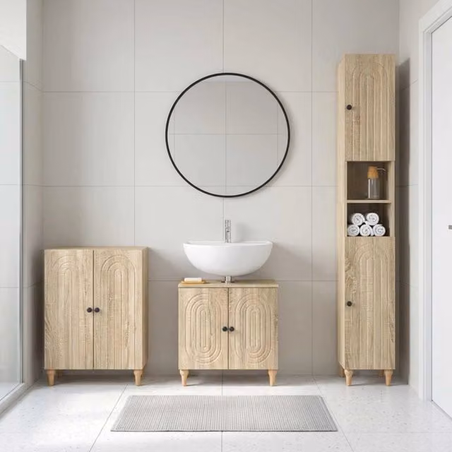 Set di armadietti da bagno in 3 pezzi ALKMAAR Rovere Sonoma 3417425