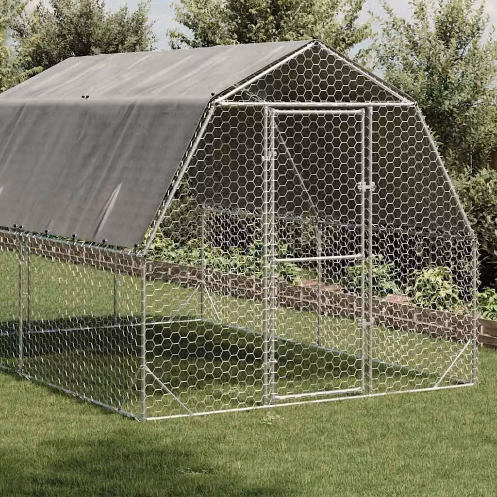 vidaXL Recinto per Polli con Tetto 2,5x4x2,25 m in Acciaio Zincato