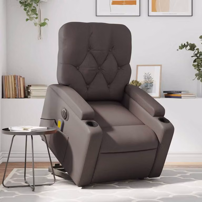 vidaXL Poltrona Alzapersona Elettrica Reclinabile in Similpelle Marrone con Braccioli