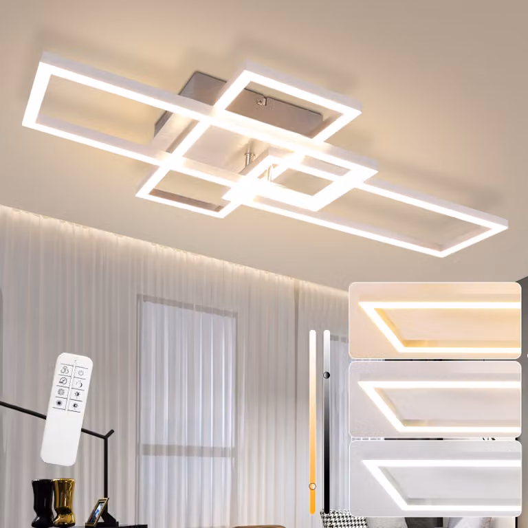 ZMH LED plafoniera soffitto soggiorno 72CM lampada soggiorno dimmerabile con telecomando 48W argento camera da letto illuminazione soffitto moderno design rettangolare per camera studio hotel