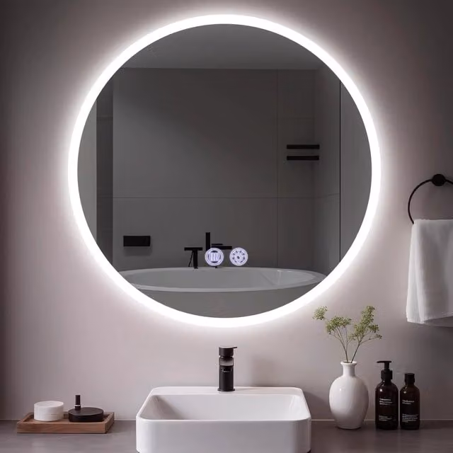 ZMH Specchio da Bagno Rotondo Moderno con LED Bianco, Touch Control e Intensità Regolabile