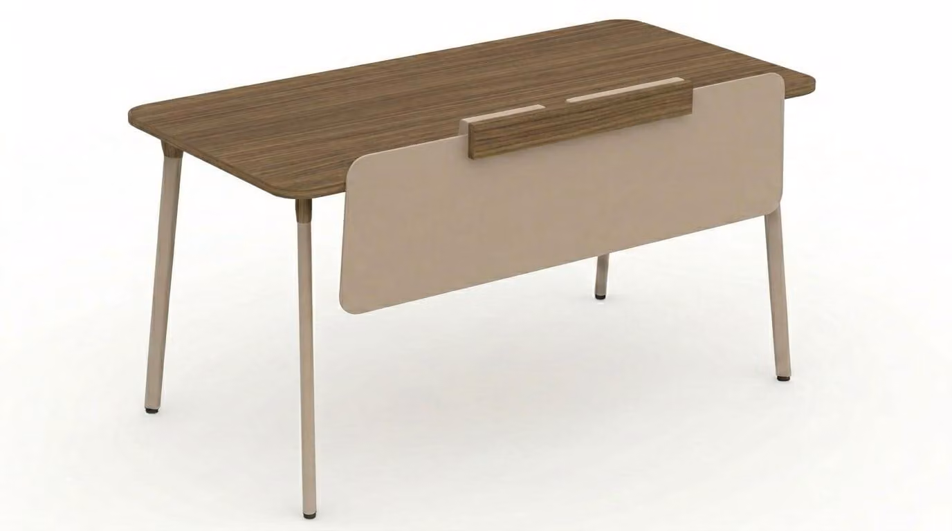 Scrivania moderna, aspetto in legno, pratica e funzionale