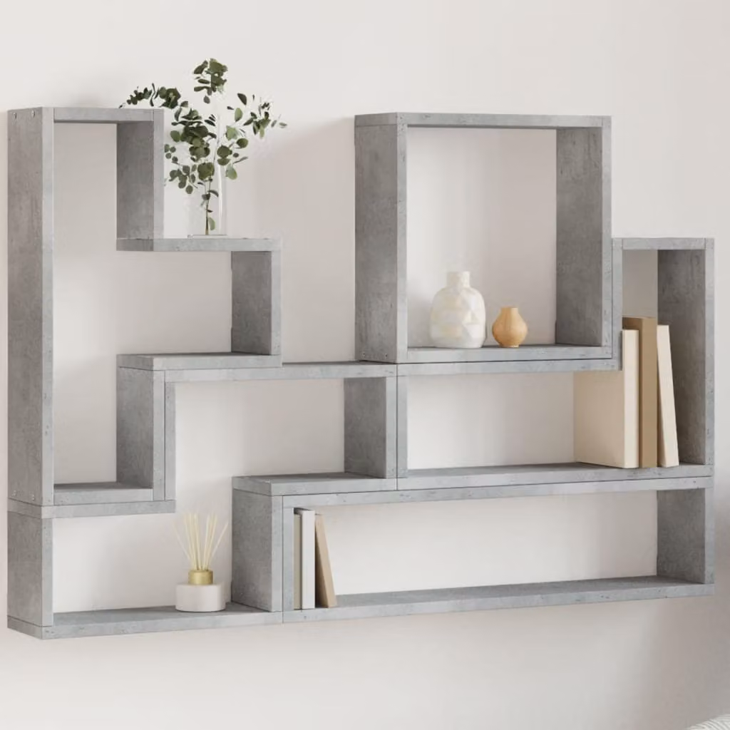 Scaffale a Parete Moderno vidaXL in Legno e MDF Grigio L: 90 cm, P: 12 cm, H: 64 cm