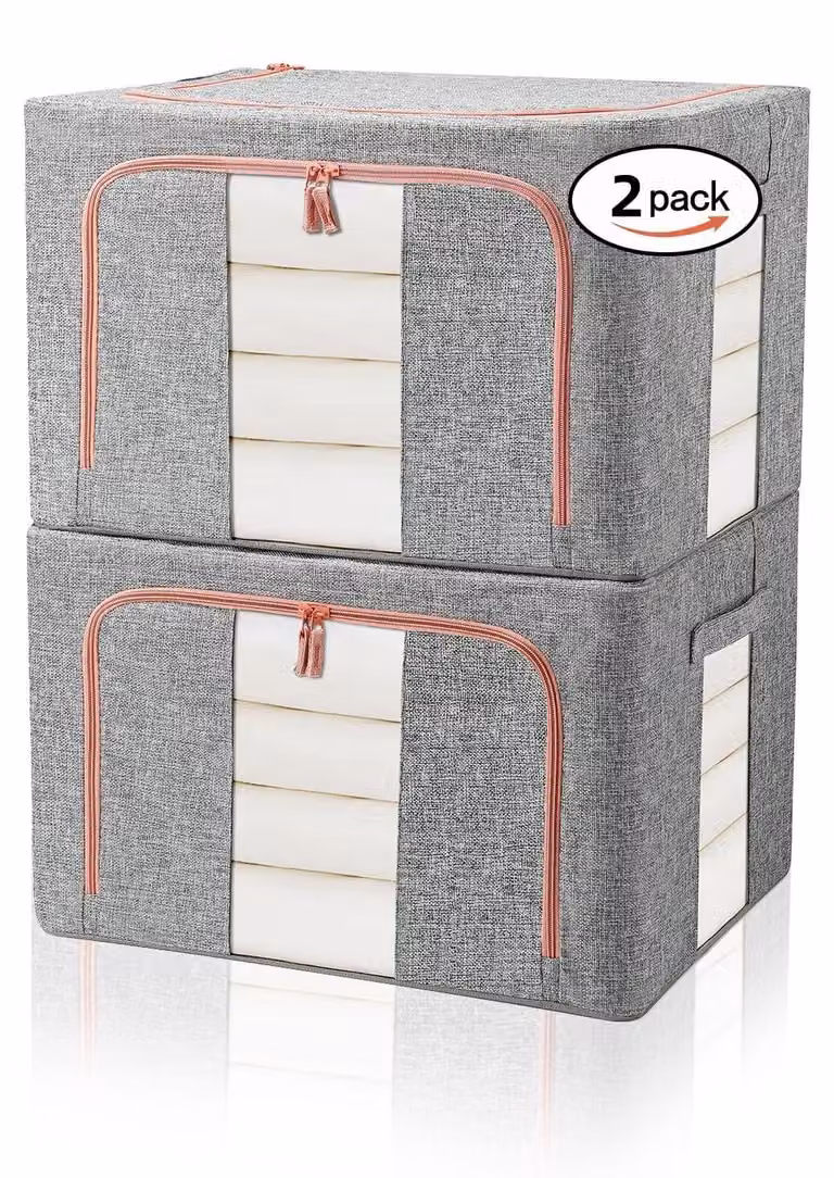 Omgoods - Set di 2 sacche portaoggetti per abbigliamento - Realizzate in tessuto Oxford impermeabile con struttura in acciaio