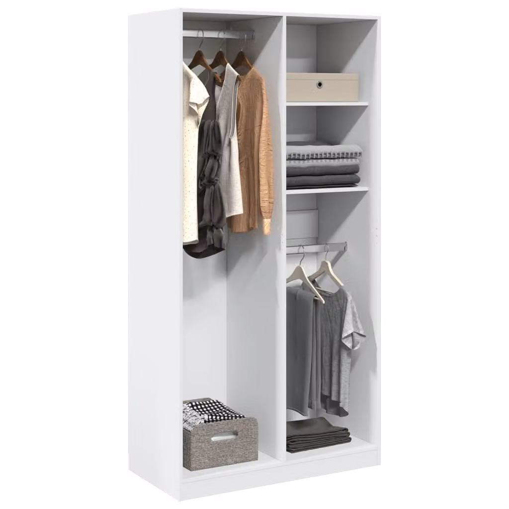 vidaXL Armadio Bianco con Ante a Battente in MDF L: 100 cm, P: 50 cm, H: 200 cm – 1