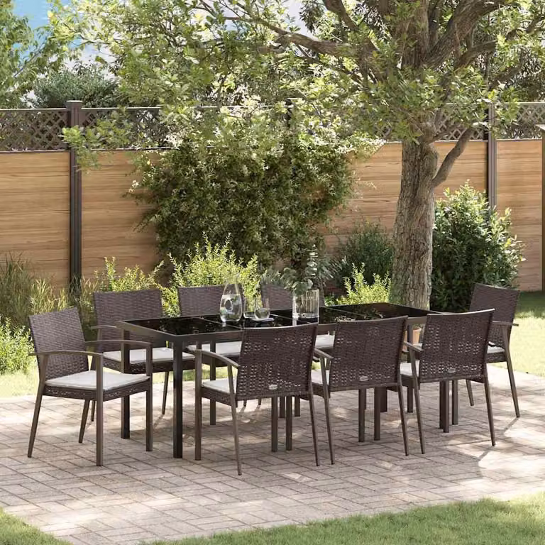 Maison Exclusive - Set da giardino per esterni, 9 pezzi, rattan in polietilene marrone e nero