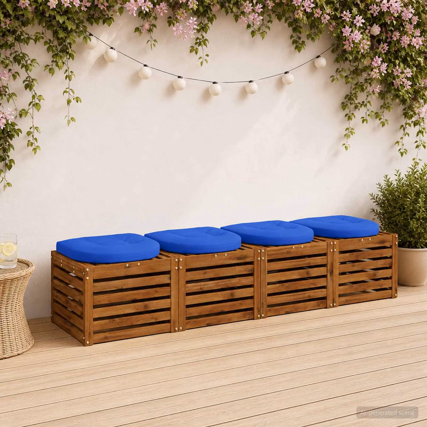 Set di 4 cuscini per sedia vidaXL in poliestere blu reale con imbottitura in schiuma