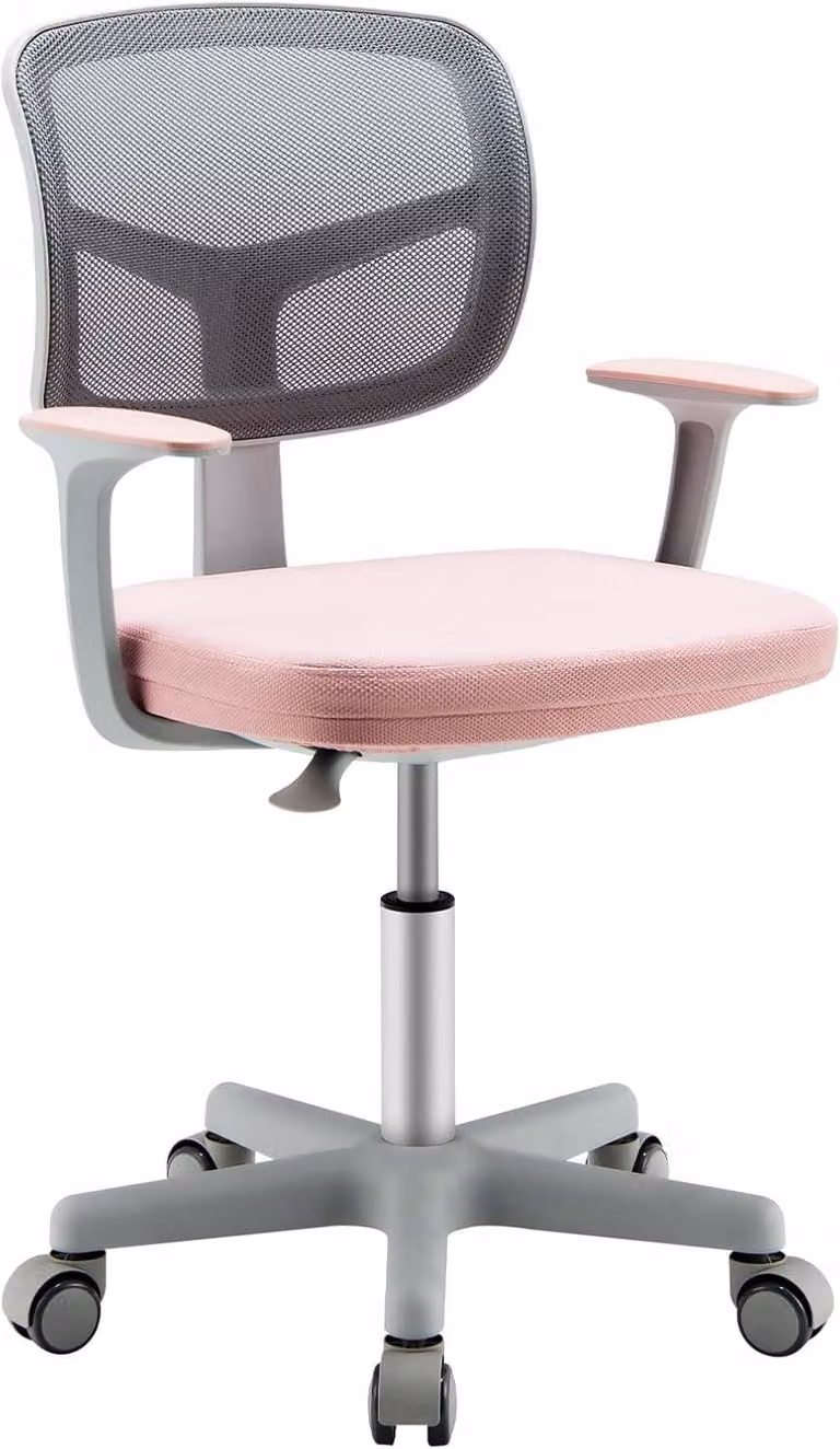 Sedia da ufficio per bambini, rosa, regolabile in altezza, girevole a 360°, con rotelle