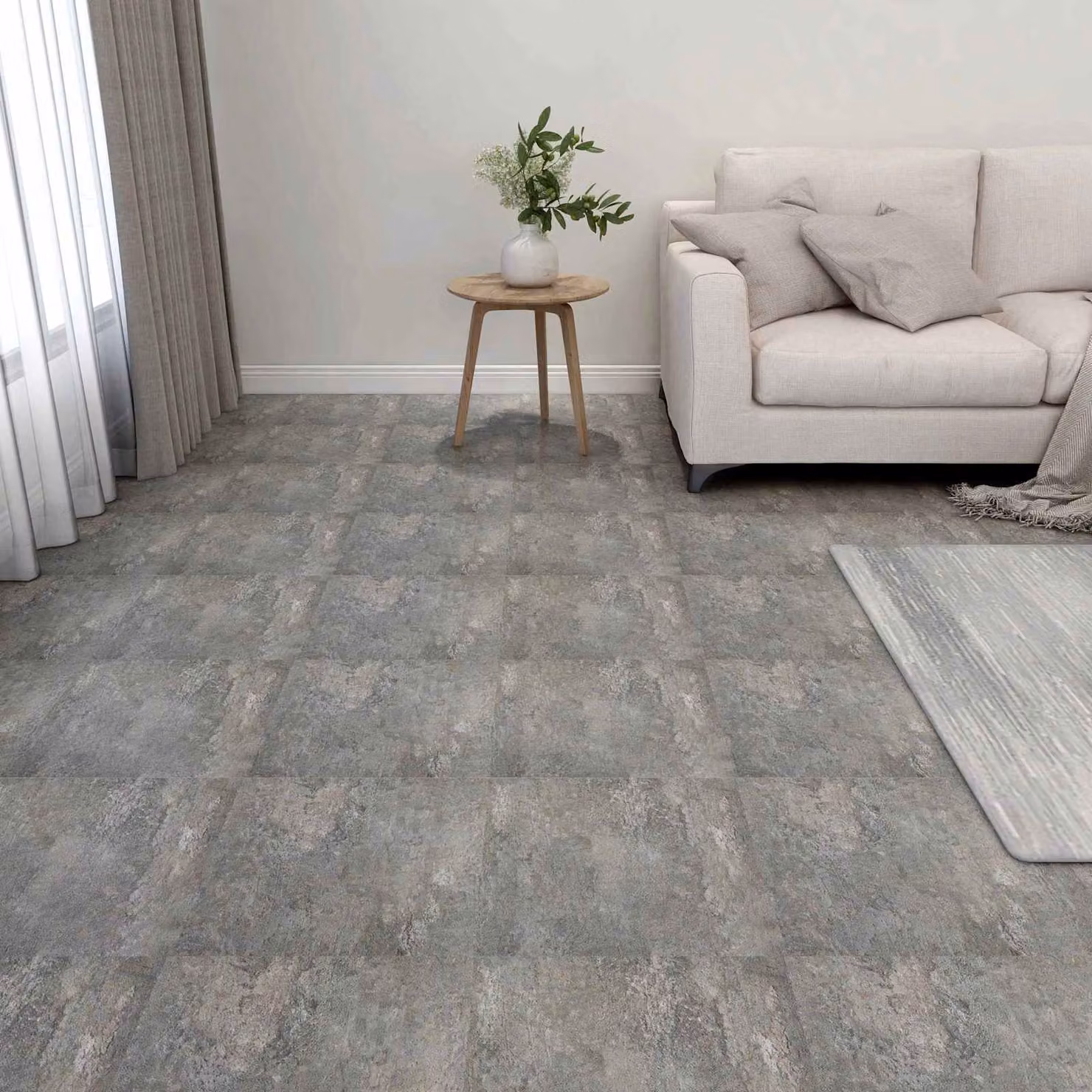 Rivestimento per pareti e pavimenti vidaXL in PVC effetto pietra grigio, 5,11 m² (55 pezzi)