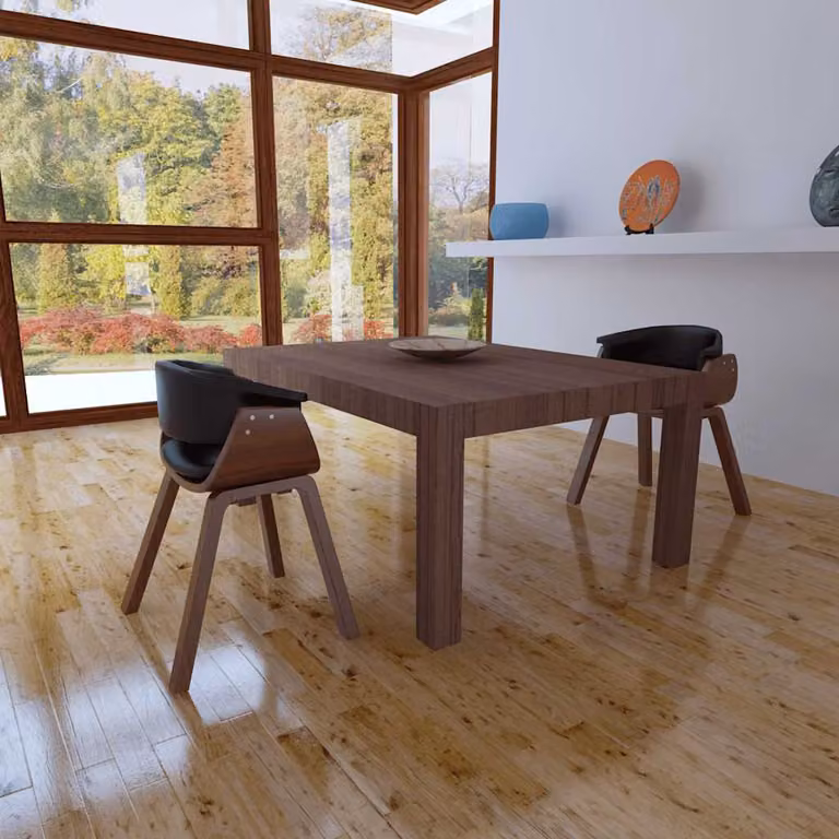Set di 2 sedie da pranzo vidaXL in legno curvato e similpelle, disponibili in nero o marrone