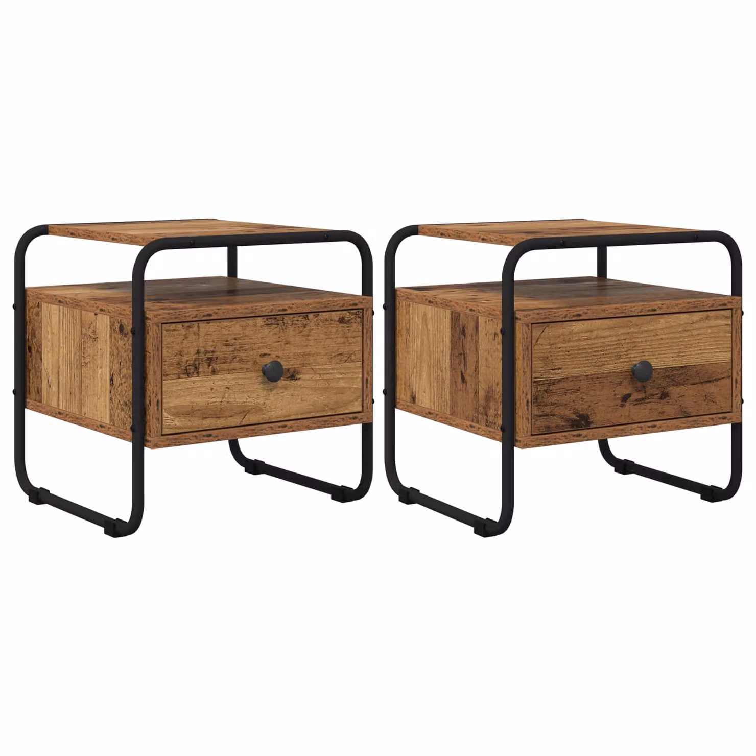 Set di 2 Armadi da Notte vidaXL in Legno Antico Marrone L/P/H: 40 x 39,5 x 40 cm