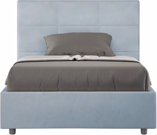 BS COM Letto una piazza e mezza senza rete imbottito 120x210 microfibra azzurro