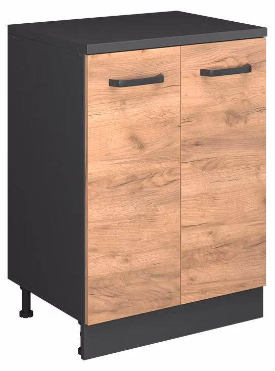 Mobile cucina sottotetto Vicco R-Line Rovere dorato 60 cm senza inclinazione con 2 ante, Model 61745