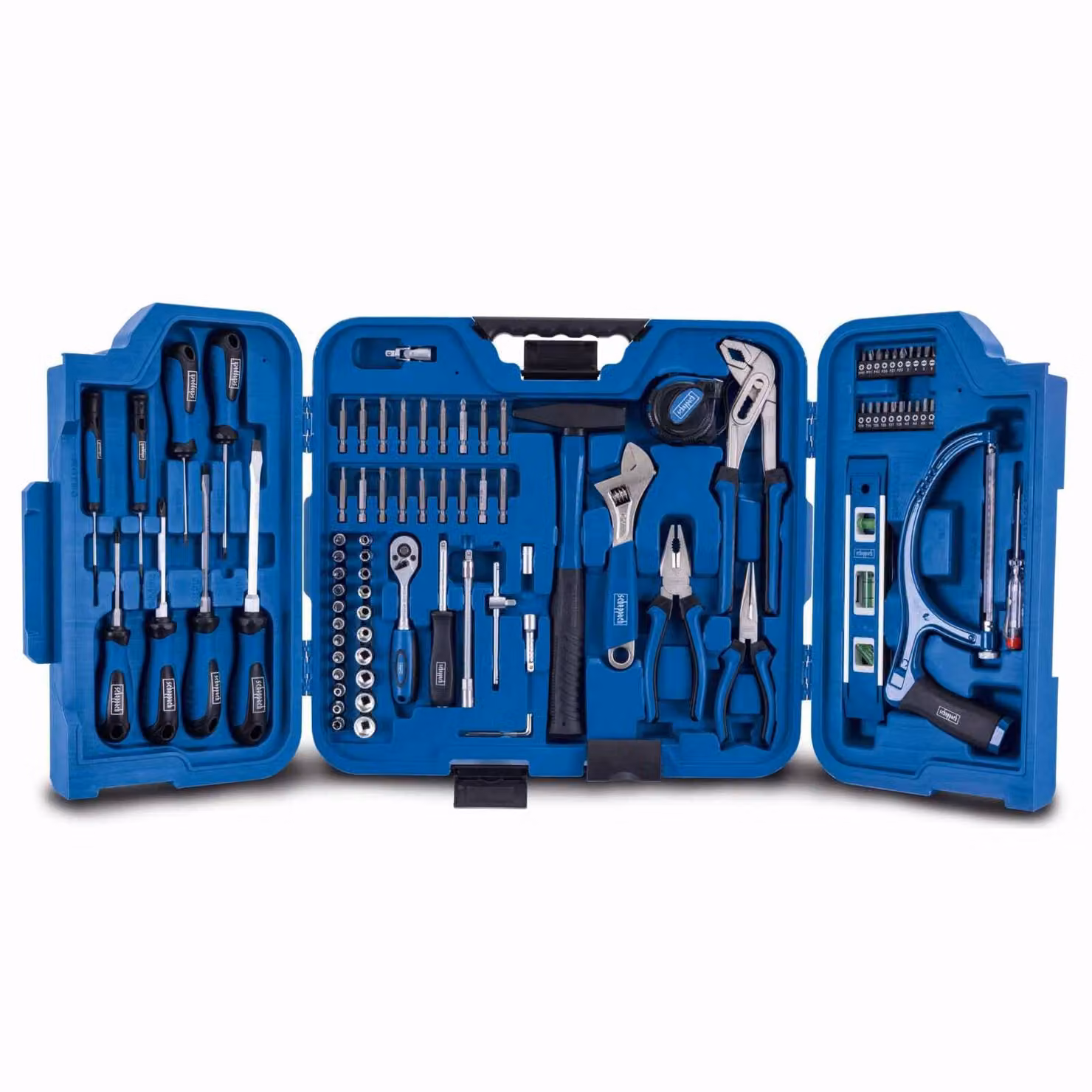 Valigetta per attrezzi Scheppach TB99 Set di attrezzi da 90 pezzi attrezzato | valigetta pieghevole | utensile a mano universale