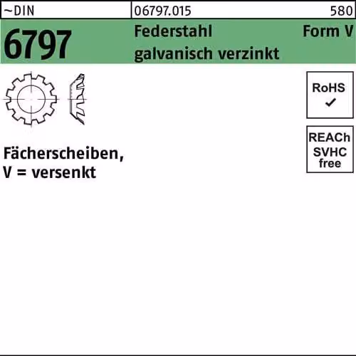 Dischi dentati Reyher DIN 6797 SpringSt. V 6.4 vz 067970159064000 (250 pezzi)