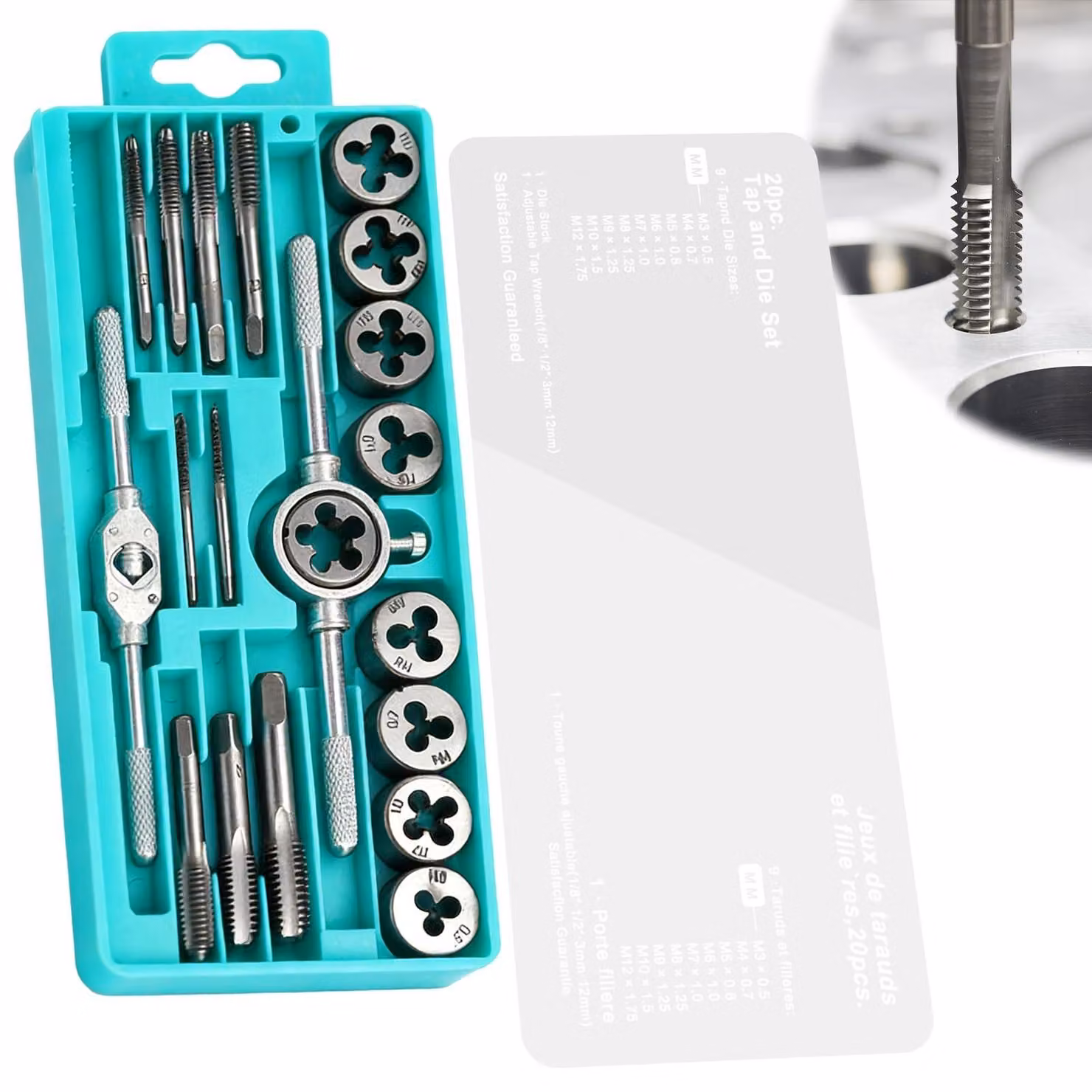 Set di 20 utensili per tagliare fili, da M3 a M12, per uso fai-da-te